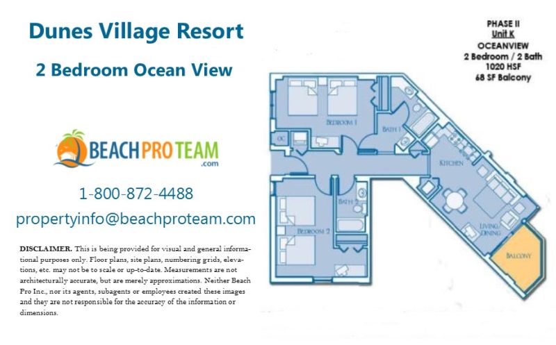 Dunes Village II Floor Plan K - 2 Bedroom Ocean View